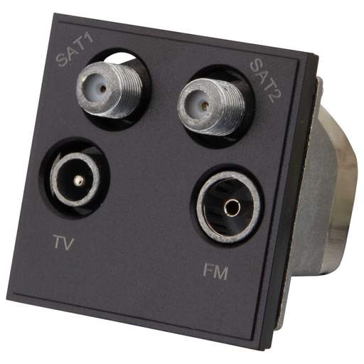 M2 Grid Quadplexer 1 x TV, 1 x FM/DAB and 2 x Satellite Euro Module Black
