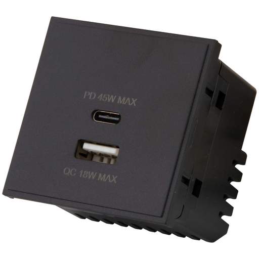 M2 Grid Double Type A and Type C USB Outlets Euro Module Black (3280 ...