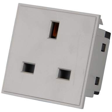 M2 Grid 13A UK Socket Euro Module Grey (3290-100) | CEF