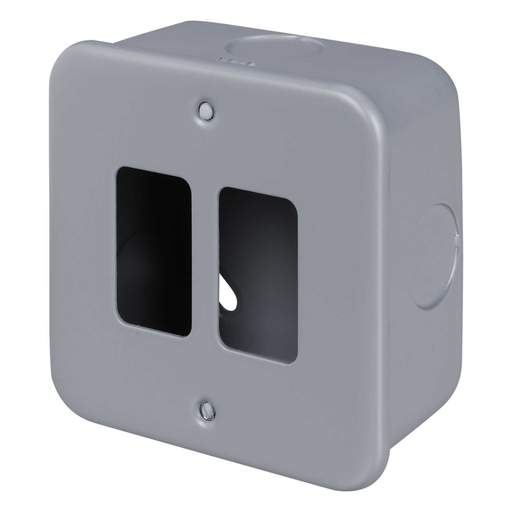 M2 Metal 2 Gang Grid Front Plate Metal Clad c/w Back Box