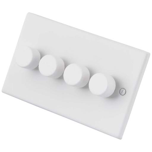 M2 Decorative 400W 4 Gang Trailing Edge LED Dimmer Painted Matt White