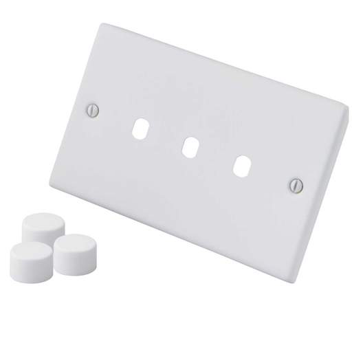 M2 Decorative 3 Gang Unfurnished Dimmer Switch Plate Painted Matt White