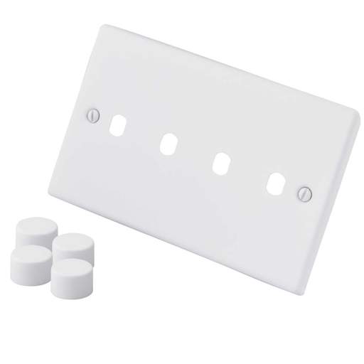 M2 Decorative 4 Gang Unfurnished Dimmer Switch Plate Painted Matt White