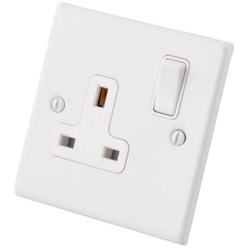 M2 Decorative 13A 1 Gang Switched Socket White Insert Painted Matt White