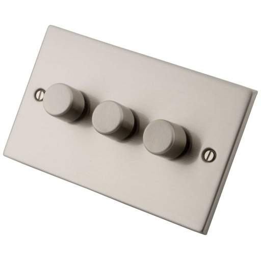 M2 Decorative 400W 3 Gang 2 Way Brushed Stainless Steel