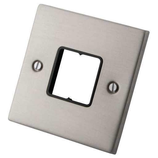 M2 Decorative 1 Gang 2 Module Front Plate Black Insert Brushed Stainless Steel