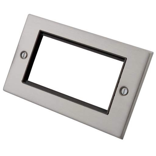 M2 Decorative 2 Gang 4 Euro Module Front Plate Black Insert Brushed ...