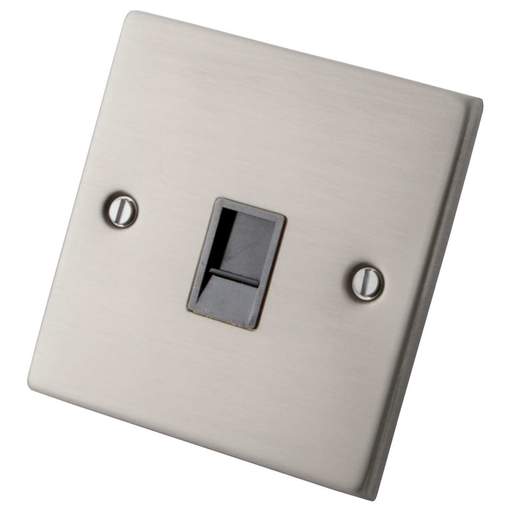 M2 Decorative 1 Gang CAT5E Data Outlet Grey Insert Brushed Stainless Steel