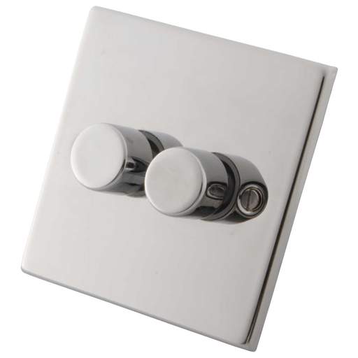 M2 Decorative 400W 2 Gang 2 Way Special Application Dimmer Polished Stainless Steel