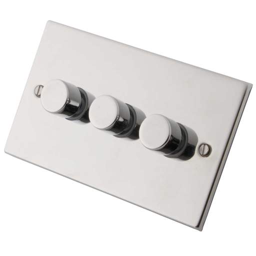 M2 Decorative 400W 3 Gang 2 Way Special Application Dimmer Polished Stainless Steel