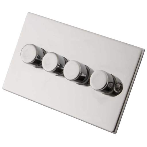 M2 Decorative 400W 4 Gang 2 Way Special Application Dimmer Polished Stainless Steel