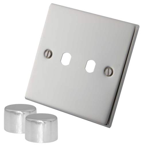M2 Decorative 2 Gang Unfurnished Dimmer Plate Polished Stainless Steel