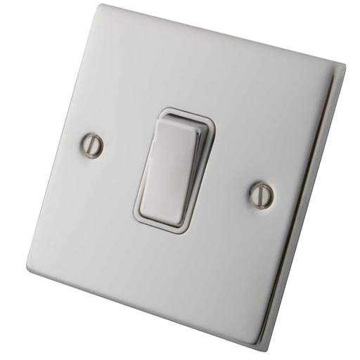 M2 Decorative 10A 1 Gang Intermediate Switch Metal / White Insert Polished Stainless Steel