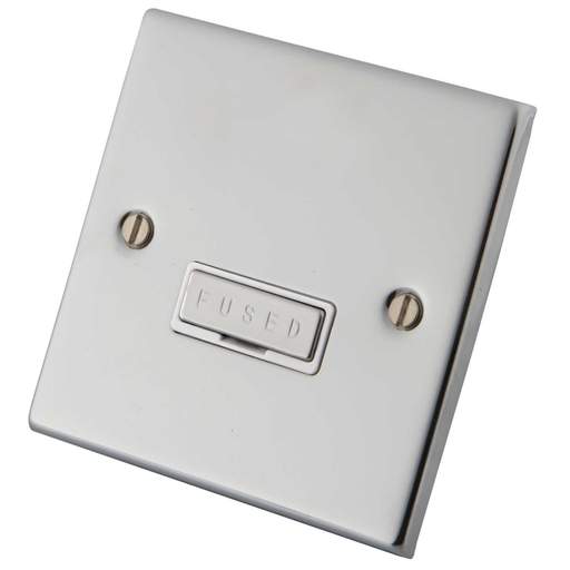 M2 Decorative 13A Unswitched Fused Spur Metal / White Insert Polished Stainless Steel