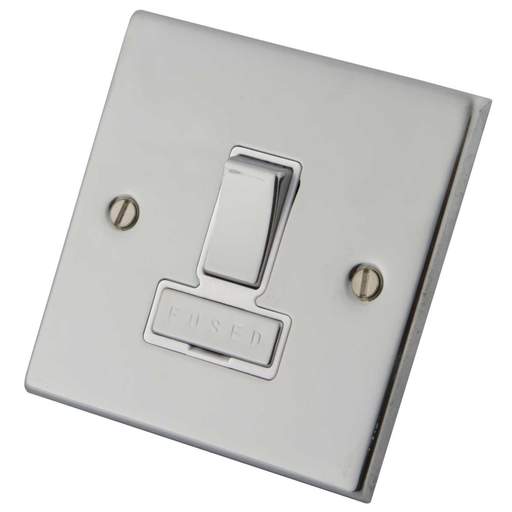M2 Decorative 13A Switched Fused Spur Metal / White Insert Polished Stainless Steel