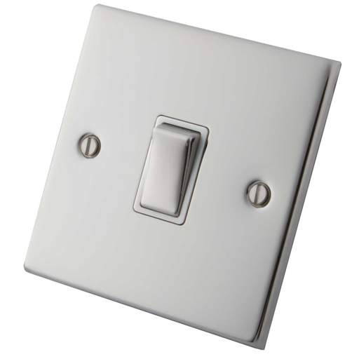 M2 Decorative 20A DP Switch Metal / White Insert Polished Stainless Steel