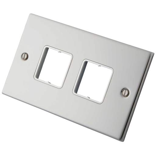 M2 Decorative 2 Gang 4 Module Front Plate White Insert Polished ...