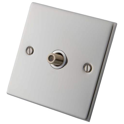 M2 Decorative 1 Gang Satellite Socket White Insert Polished Stainless Steel