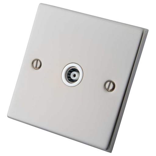 M2 Decorative 1 Gang Isolated Coaxial Socket White Insert Polished Stainless Steel