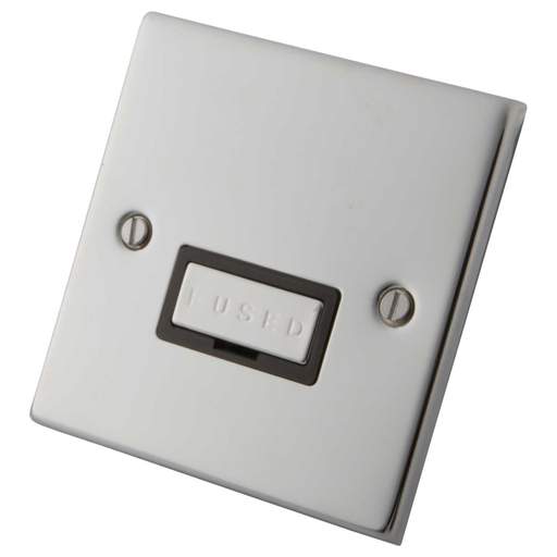 M2 Decorative 13A Unswitched Fused Spur Metal / Black Insert Polished Stainless Steel