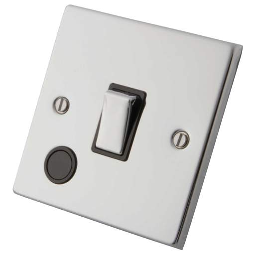 M2 Decorative 20A DP Switch with Flex Outlet Black Insert Polished Stainless Steel