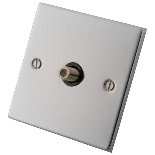 M2 Decorative 1 Gang Satellite Socket Black Insert Polished Stainless Steel