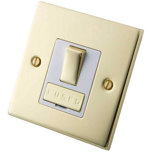 M2 Decorative 13A Switched Fused Spur  White Insert Polished Brass