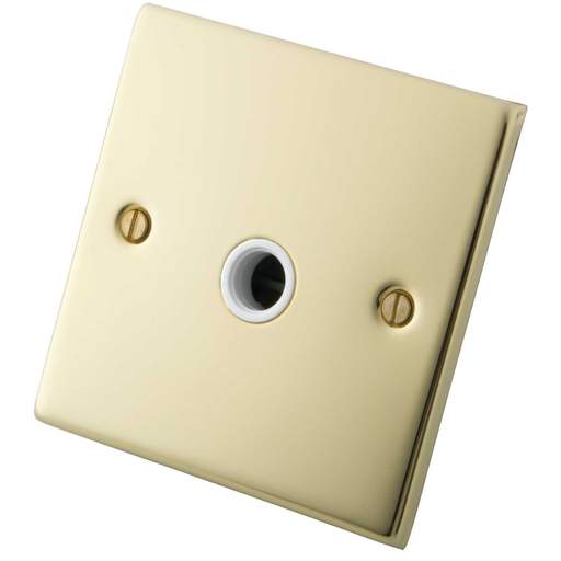 M2 Decorative 20A Flex Outlet White Insert Polished Brass