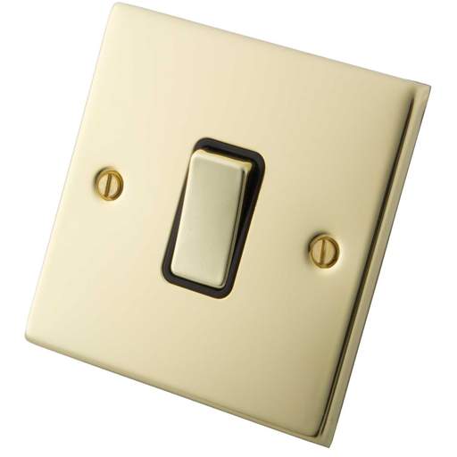 M2 Decorative 10A 1 Gang Intermediate Switch Black Insert Polished Brass