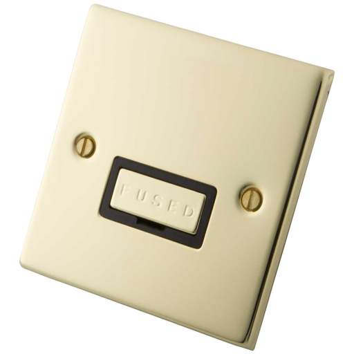 M2 Decorative 13A Unswitched Fused Spur Black Insert Polished Brass