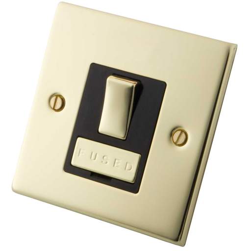 M2 Decorative 13A Switched Fused Spur  Black Insert Polished Brass