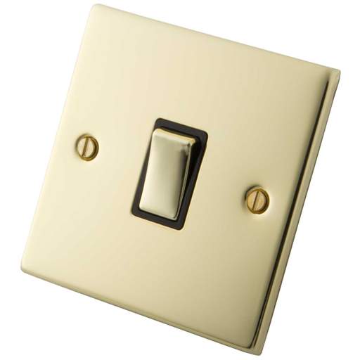 M2 Decorative 20A DP Switch Black Insert Polished Brass
