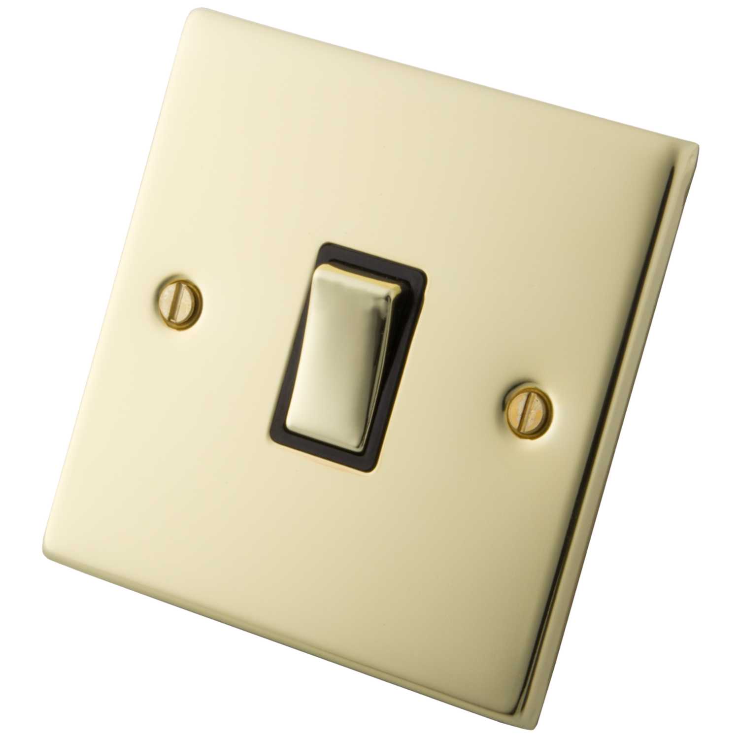 M2 Decorative 20A DP Switch Black Insert Polished Brass (6052-050) | CEF