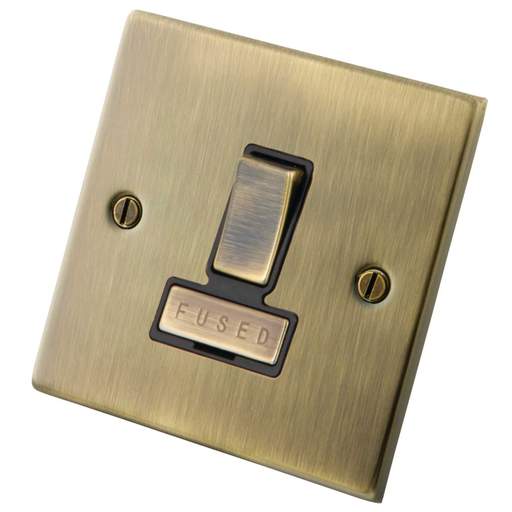 M2 Decorative 13A Switched Fused Spur Black Insert Antique Brass