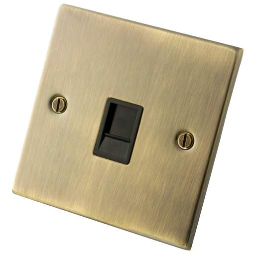 M2 Decorative 1 Gang Cat 5E Data Outlet Black Insert Antique Brass