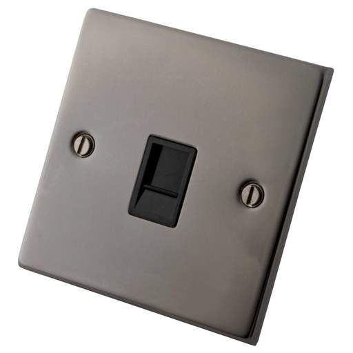 M2 Decorative 1 Gang Cat 5E Data Outlet Black Insert Black Nickel