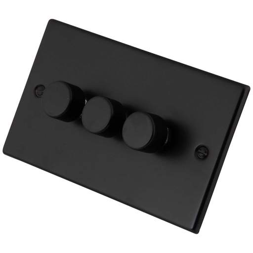 M2 Decorative 400W 3 Gang Leading Edge LED Dimmer Painted Matt Black