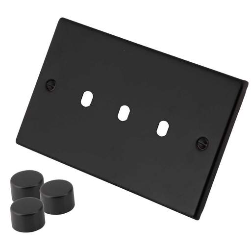 M2 Decorative 3 Gang Unfurnished Dimmer Switch Plate Painted Matt Black