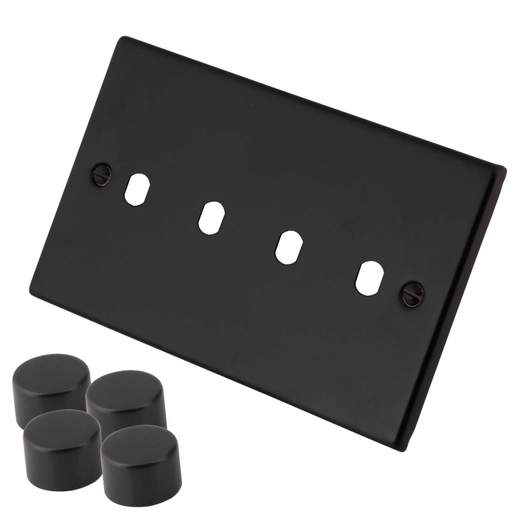 M2 Decorative 4 Gang Unfurnished Dimmer Switch Plate Painted Matt Black