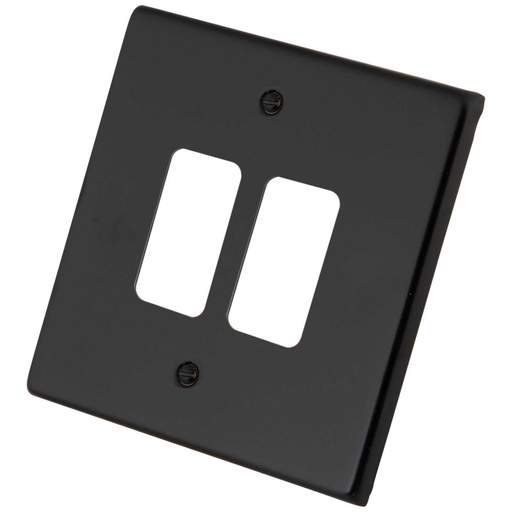 M2 Decorative 2 Gang Grid Front Plate Painted Matt Black