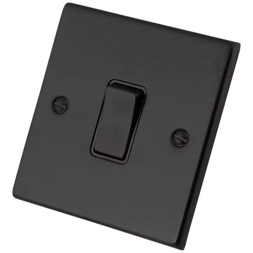 M2 Decorative 10A 1 Gang Intermediate Switch Black Insert Painted Matt Black