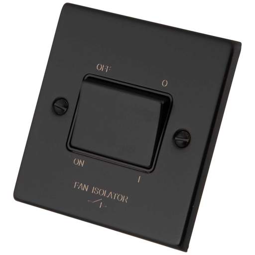 M2 Decorative 10A Triple Pole Fan Isolator Black Insert Painted Matt Black