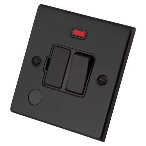 M2 Decorative 13A Switched Fused Spur with Neon F/Outlet Black Insert Painted Matt Black
