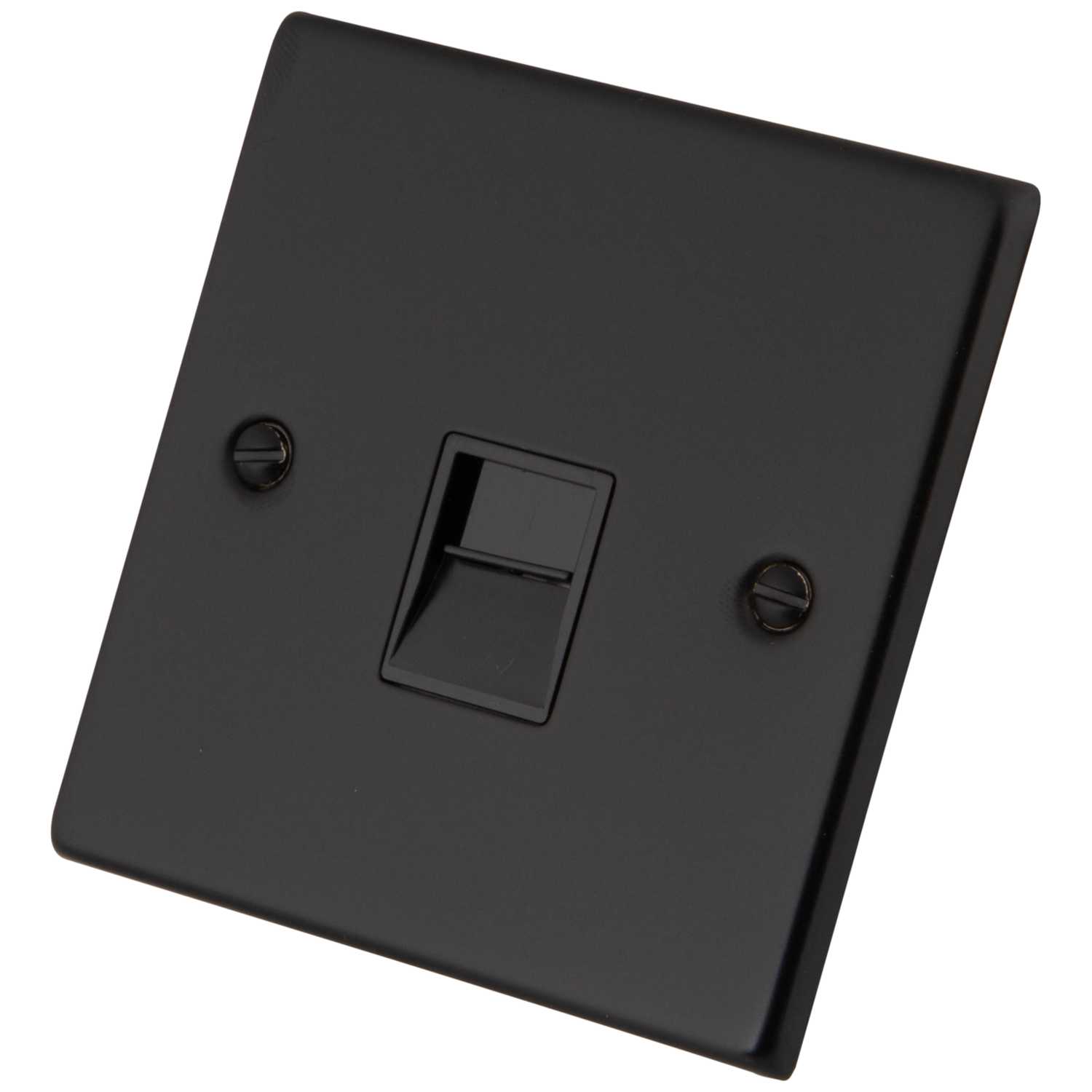M2 Decorative 1 Gang Master Telephone Socket Black Insert Painted Matt Black (6082304) CEF