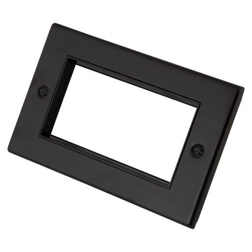 M2 Decorative 2 Gang 4 Euro Module Front Plate Black Insert Painted Matt Black