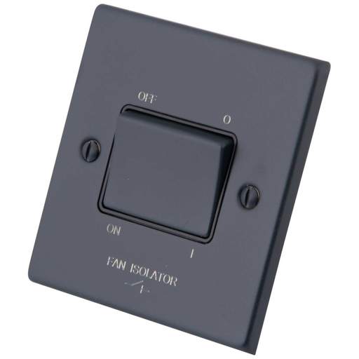 M2 Decorative 10A Triple Pole Fan Isolator Black Insert Granite Blue