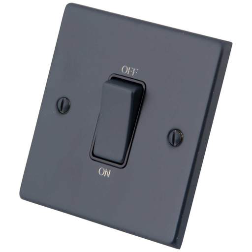 M2 Decorative 45A DP 1 Gang Switch Black Insert Granite Blue