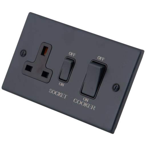 M2 Decorative 45A Cooker Control Unit Black Insert Granite Blue (6103 ...