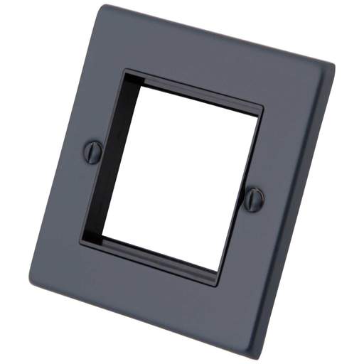 M2 Decorative 1 Gang 2 Euro Module Face Plate Black Insert Granite Blue