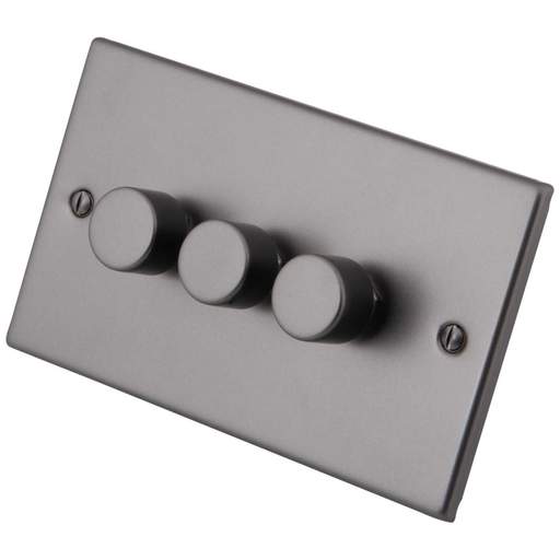 M2 Decorative 400W 3 Gang Leading Edge LED Dimmer Gunmetal